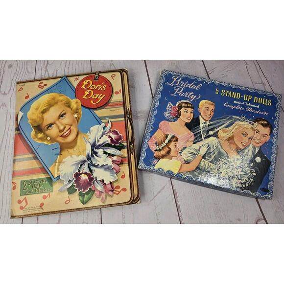 2 ORIGINAL Whitman Paper Doll Sets VTG -1950's BRIDAL PARTY & 1952 DORIS DAY - Picture 1 of 16